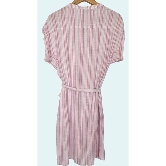 SPLENDID Wailea Hibiscus Pastel Stripe Linen Blend Full Button Dress Sz M NEW NW - Picture 6 of 8